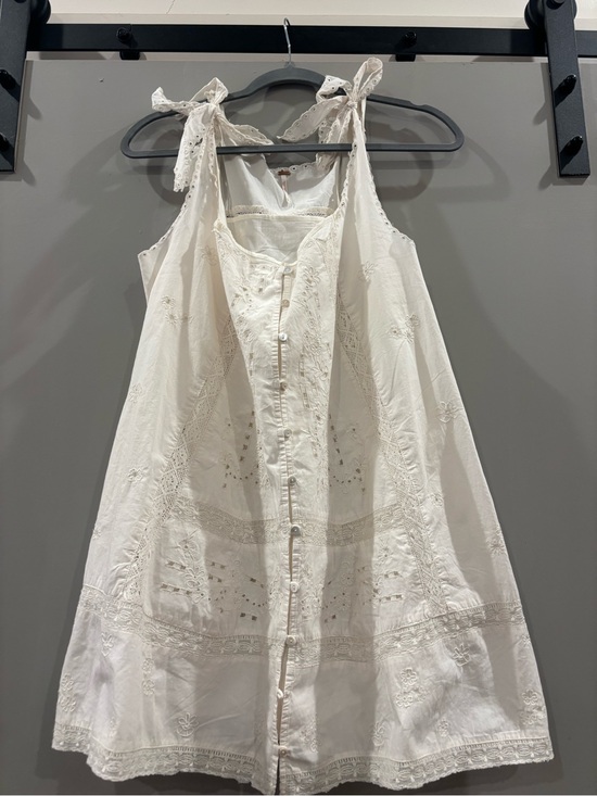 Free People Dresses & Skirts - Free People Cream Eyelet Tie-Shoulder Mini Dress